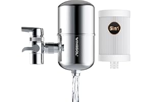WINGSOL WINGSOL Faucet Filter Reduce Heavy Metals 99.6% Lead, Increase Water pH & Taste NSF/ANSI 42&53, 304 Stainless-Steel 220-Gallon 0.1µm Remineralize Water 5-in-1 Function WS-FM001-5in1
