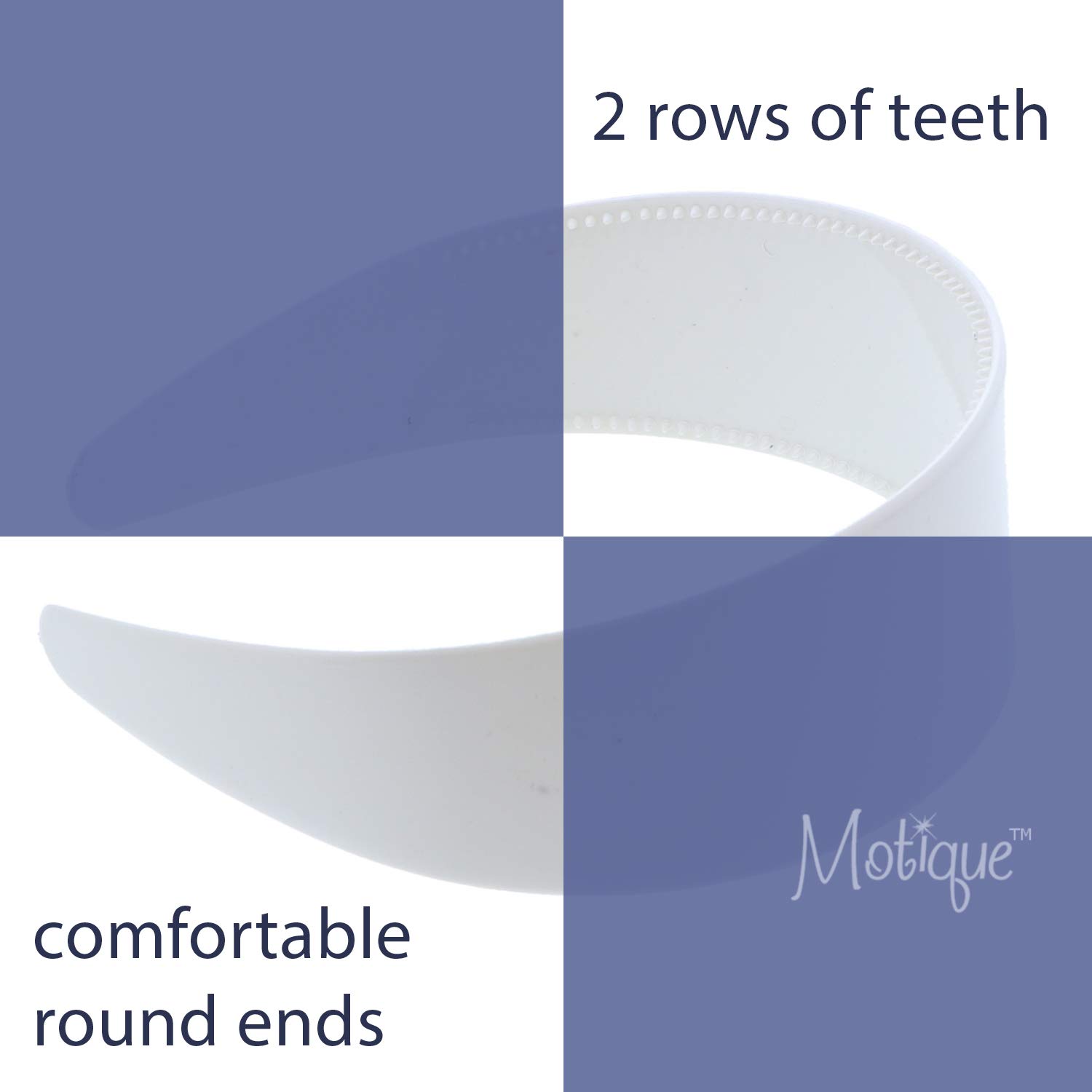 White 2 Inch Hard Plastic Headband with Teeth Women and Girls wide Hair band (Motique Accessories): Beauty