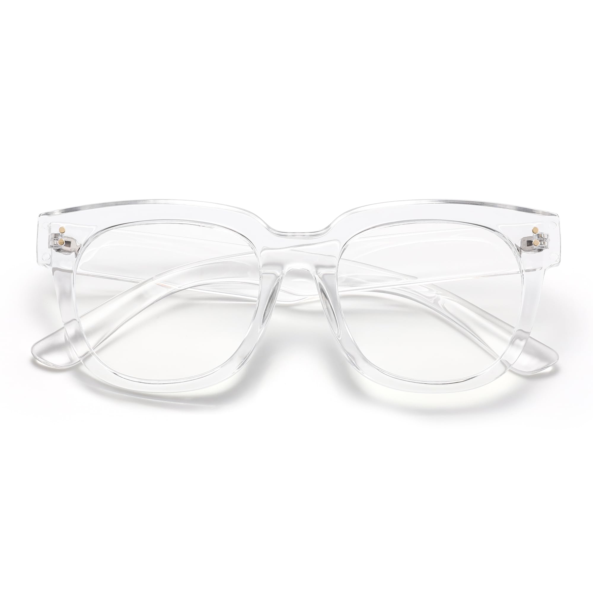 ZUVGEES Retro Oversized Blue Light Blocking Reading Glasses for Men and Women Square Thick Big Frame(Transparent,0.00)