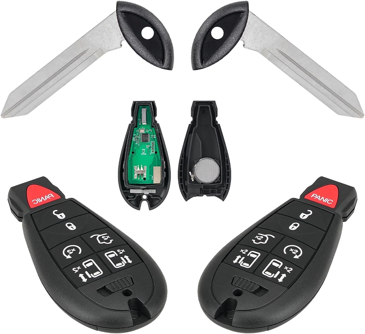 2-Pack Key Fob Replacement for Dodge Grand Caravan & Dodge Caravan 2008-2020, Chrysler Town and Country 2008-2016, FCC ID M3N5WY783X, 7 Button Remote, Pre-Tested with Uncut Key