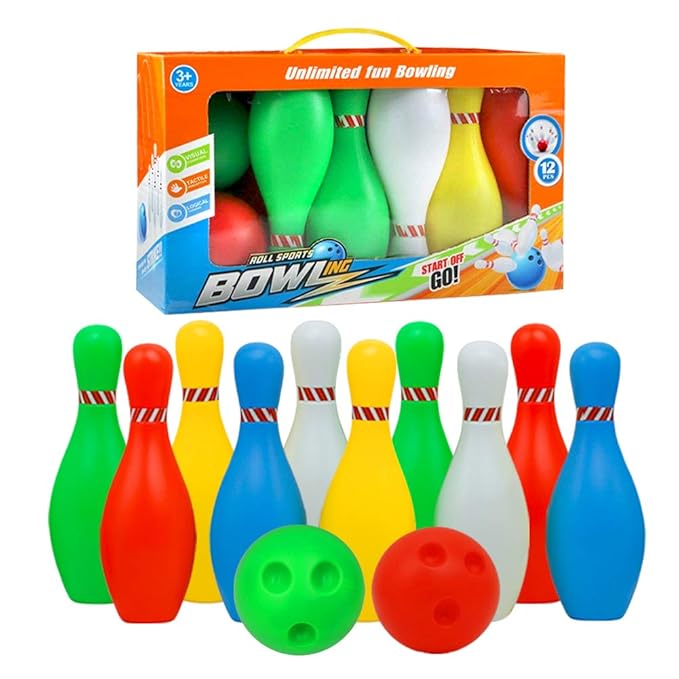 Bowling Set, Bowling Kinder, Bowling Spielzeug Skittles Pins Spiel Bowlingkugel Boule-Spiele Kegelspiel für Kinder im Alter v