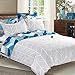 NTBAY 5 Pieces Reversible Fashionable and Simple Geometric Pattern Printed Microfiber Duvet Cover Set with Hidden Zipper, Soft & Breathable (Queen,Blue)