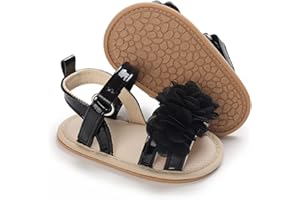Timatego Infant Baby Girls Summer Sandals Anti-Slip Soft Sole with Flower Toddler First Walkers Crib Dress Shoes