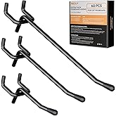 INCLY 60 Pack 2/4/6 Inch Black Pegboard Hooks, 1/4" Heavy Duty | Peg Board Shelving Hooks Accessories, Fit for 1/4" Pegboard, Garage, Crafts, Kitchen, Store, Peg Board Tool Hangers