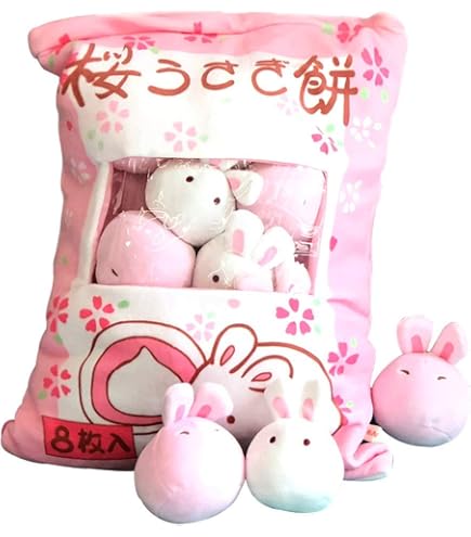 Amazon.com: Nenalayo Cute Bag of Cherry Blossom Bunnies Plush Toy
