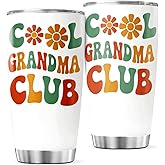 Cool Grandma Club Retro Stainless Steel Tumbler 20 Oz For Mothers Day Gift Funny Travel Coffee Cup Grandmother Women Heat Bottle Tea Insulated Outdoor Hot Mug Iced
