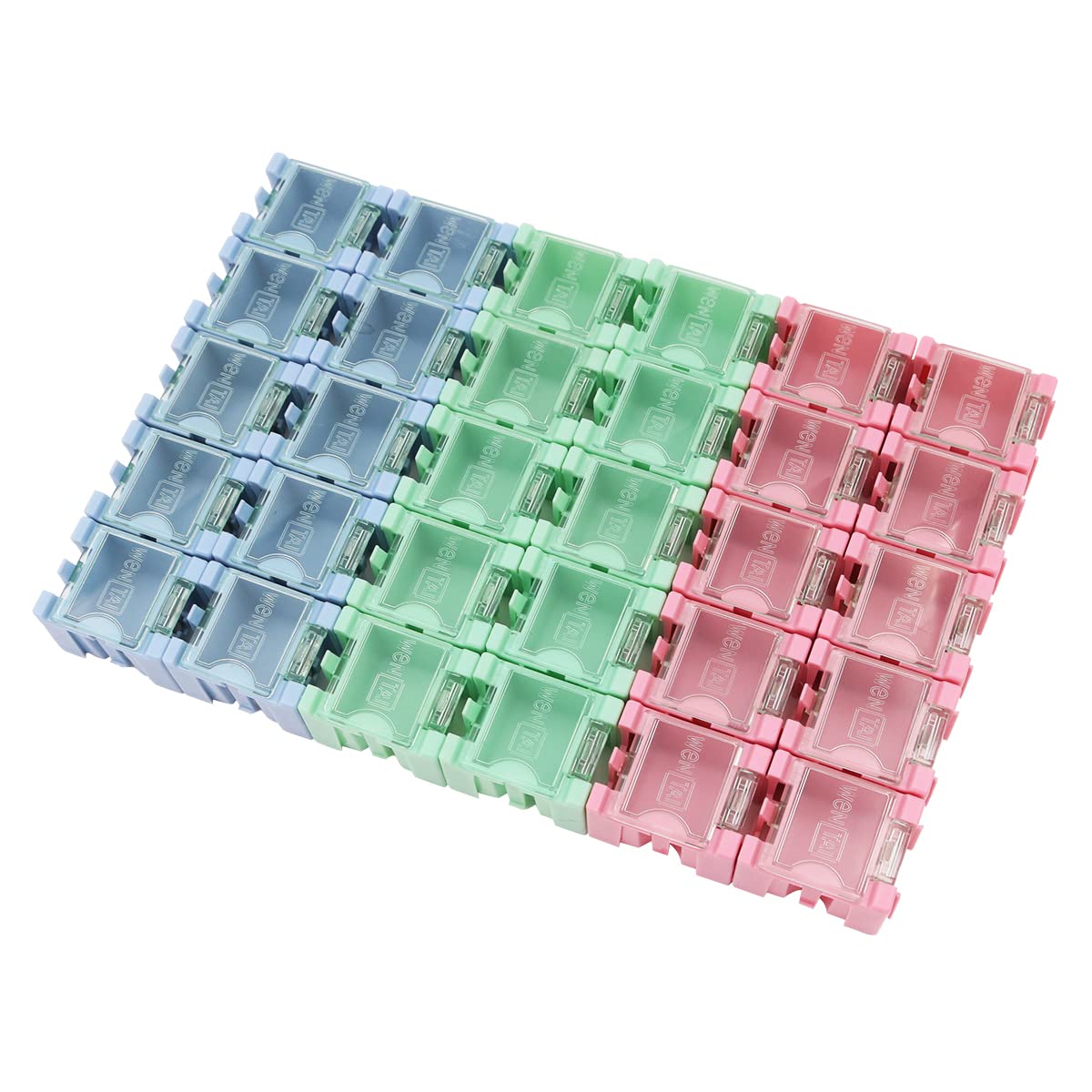 Tiardey 30pcs SMD SMT Resistor Capacitor Box Organizer,Clear ABS Detachable Organizer Container For Electronic Components Jewelry Storage - Blue Red Green