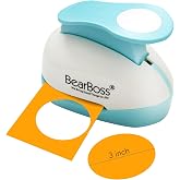 BearBoss 3 Inch Circle Punch, Hole Punch Shapes, Paper Punch Set for Scrapbooking Festival Paper Greeting Card DIY Albums Photos (Classic White)