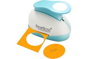 BearBoss 3 Inch Circle Punch, Hole Punch Shapes, Paper Punch Set for Scrapbooking Festival Paper Greeting Card DIY Albums Photos (Classic White)