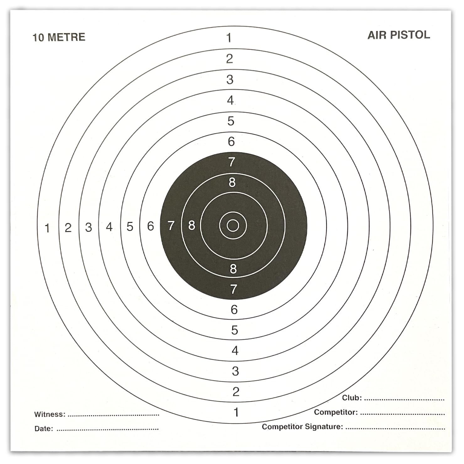 100 PAPER TARGETS Official 10 Metre Air Gun Pistol Rifle Pellet 14x14cm 100gsm Paper Shooting Gun Training Practice Airsoft Shooting Black/white #148B
