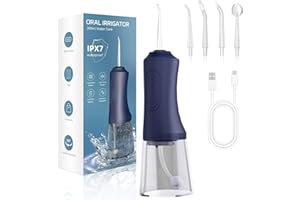 OKALA Water Dental Flosser - Portable Cordless Oral Irrigator 300ML, Rechargeable IPX7 Waterproof Irrigation Cleaner for Teeth Cleaning & Flossing, Travel & Home Use (mid Night Blue)