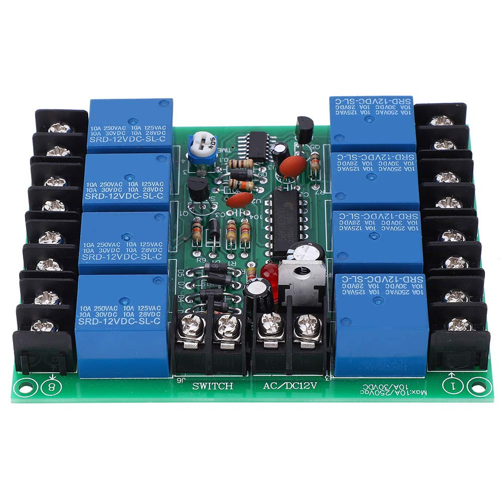 Garosa Power Time Sequence Board 8-Channel QF-S10-8 0.2-4S Adjustable Delay Relay Board Time Sequence Module
