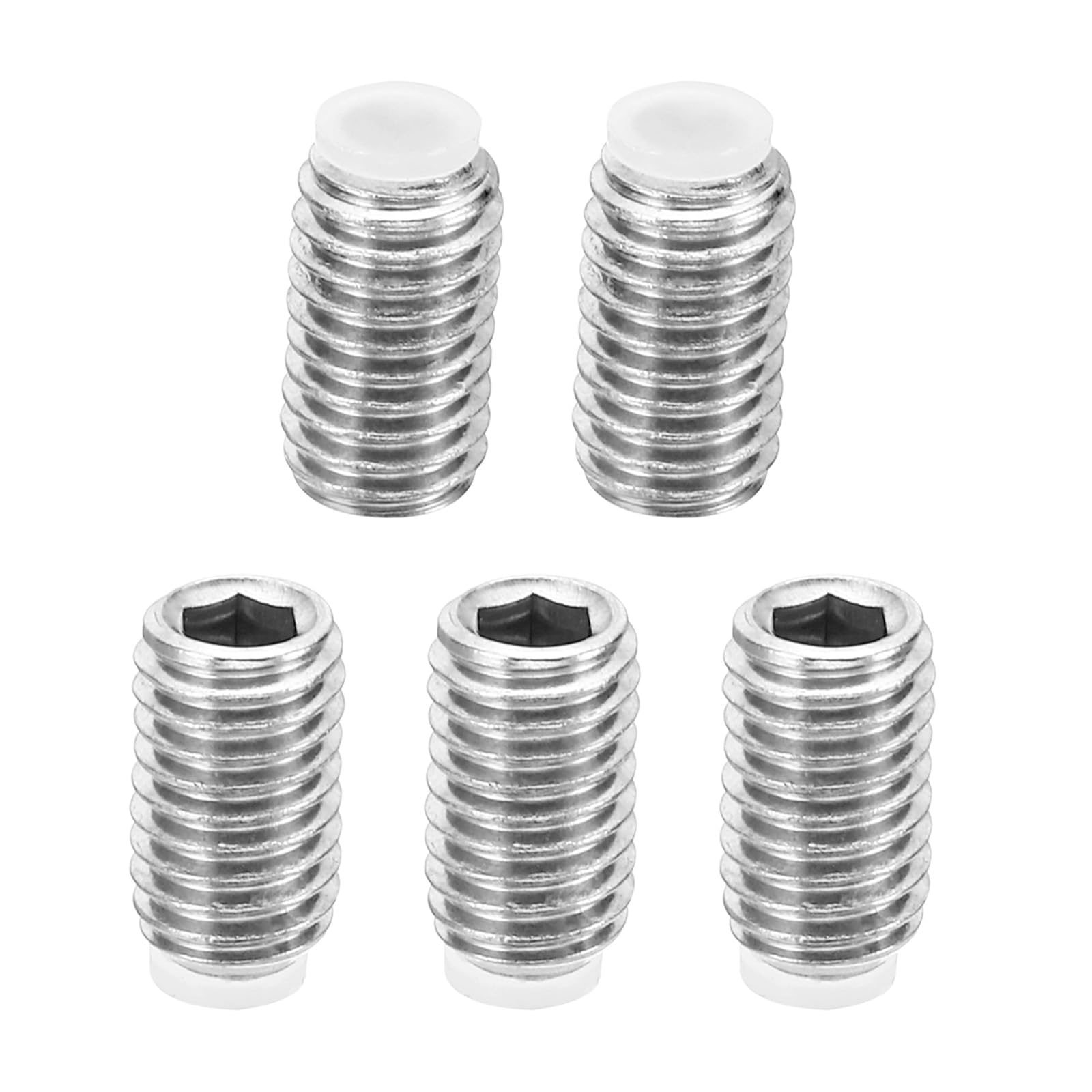 PATIKIL M8x14mm Nylon Tip Grub Screw, 5 Pack Metric Hex Socket Head Cup Point Anti Slip Set Screws Internal Hex Drive Hardware, 304 Stainless Steel