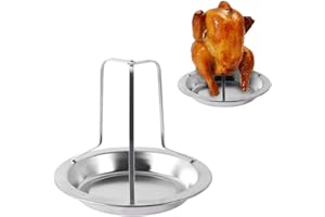 BBQ Chicken Grill Roaster Rack, Folding Stainless Steel Beer Can Chicken Holder, Cooking Rack with Drip Pan for Oven Barbecue