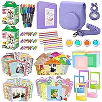 Xpix 135Pc. Fujifilm Instax Mini 8/8+ (Purple) Accessory Kit &ndash; includes 40 Instax Film, Case, Album, selfie mirror, 4 colored close up filters, 40 film frames, 12 color markers & Complete Bundle