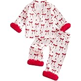 Springcmy Baby Girl 2pcs Silk Pajamas Set Button Down Long Sleeve Shirts Tops Pants Satin Pjs Sleepwear Lounge Set