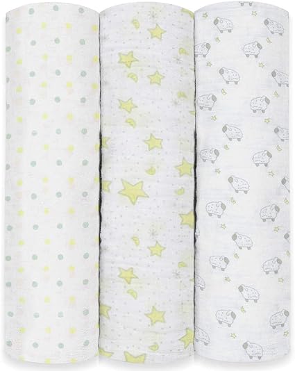 Amazon おくるみ 赤ちゃん モスリンコットン100 のシンプルで可愛いおくるみ アフガン スワドル ガーゼ 1x1 3枚 セット イエロー おくるみ ベビー マタニティ 通販