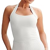 CUHUDA Women's Sexy Double Lined Halter Neck Basic Crop Top Backless Sleeveless Y2K Summer Open Back Tops