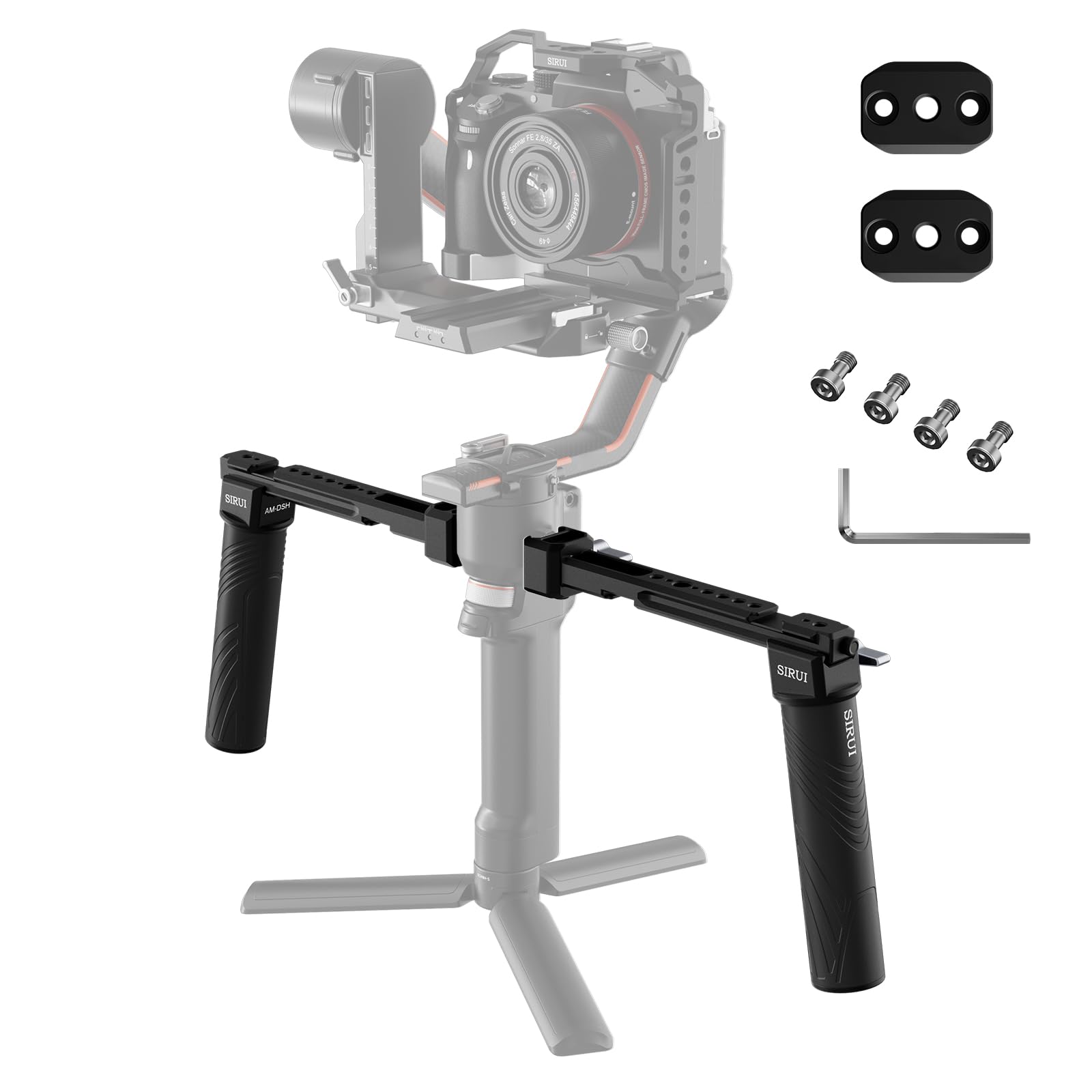 SIRUI Dual Handgrip for DJI RS 4/RS 4Pro/RS 3/RS 3 Pro/RS 2/RSC 2/Ronin-S/Ronin-SC, Gimbal Handle for Ronin Series with NATO Rails, Cold Shoe, 1/4" & 3/8" Threads, AM-DSH