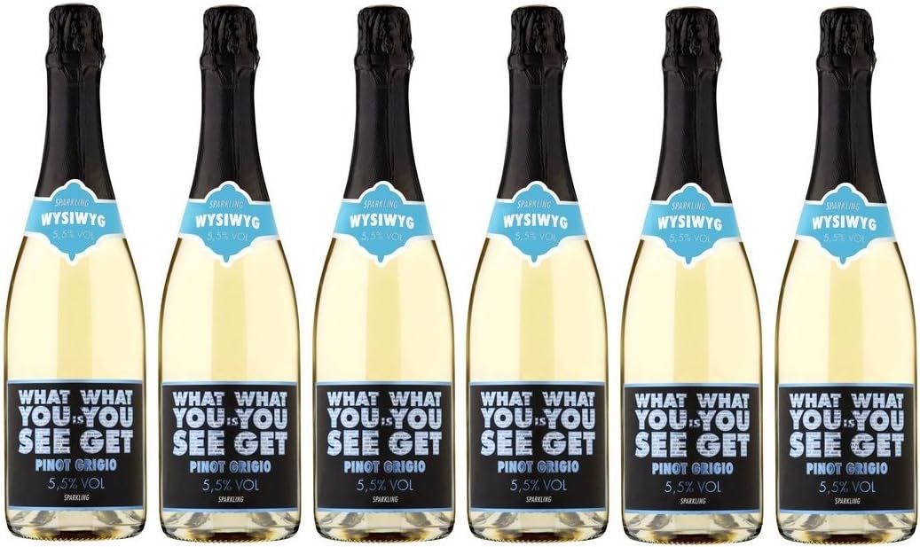 WYSIWYG Sparkling Light Pinot Grigio, 75 cl, Case of 6
