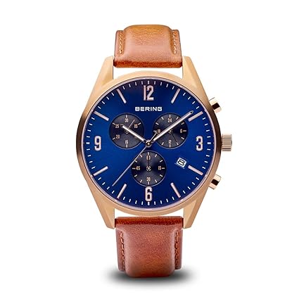 Classic Collection Quartz Blue Mens Watch with Leather Band 10542-467