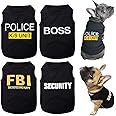 Dog Shirts 4 Pack Cat Apparel Costumes for Cosplay，Breathable Pet T-Shirts，Summer Clothes K9 Security Boss FBI Vest for Dogs Puppy Boy Girl (S, Black)