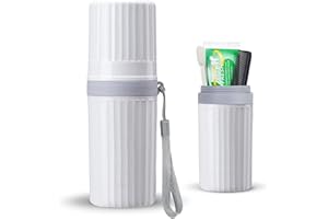 LIKAJON Toothbrush Travel Case, Grey Travel Toothbrush Cup Holder for Toothbrush and Toothpaste, Portable Travel Toothbrush Container for Traveling Camping Business School