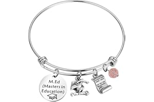 TIIMG Teacher Graduation Gift Masters Degree in Education Charm Bracelet New Teaching M.Ed Bracelet College Graduate Gift