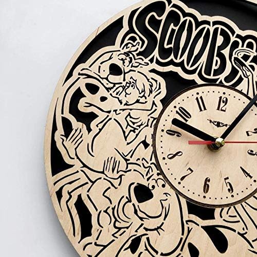 Scooby Doo Wall Clock Eco Wood - Unique Gift Ideas Original Presents - Home Decor and Wall Art for Living Room Kitchen Bedroom Kids - Silent Quartz Movement