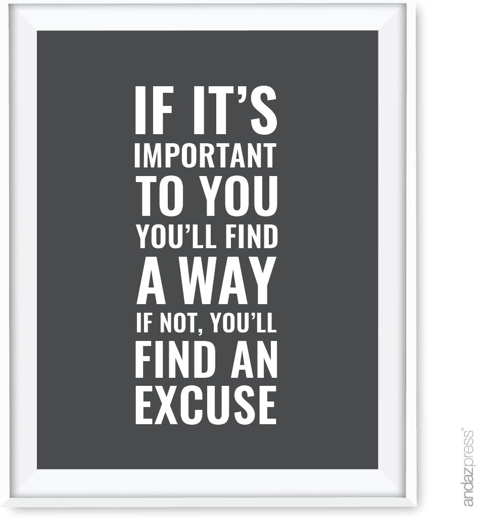 Andaz Press Gym Fitness Wall Art Collection, 8.5x11-inch, If It's Important You'll Find a Way Poster Print, 1-Pack, Unframed