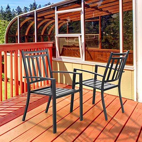 PHI VILLA Patio Dining Outdoor Chairs Set of 6 Metal Stackable Folding