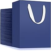 EUSOAR Small Paper Bags, 50pcs 5.9"x2.3"x7.8" Retail Shopping Wrapping with Handles Bulk, Navy Blue Gift Wrap Bags Business Craft Grocery Wedding Birthday Party Thank You Treat Favor Paper Bags Sacks