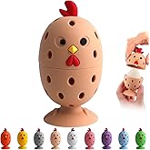 Egg Brush Cleaner, Egg Cleaner Scrubber for Fresh Eggs, Cute Chick Shaped Silicone Egg Washer, Reusable Multipurpose Washing Egg Tool for Fruits and Vegetables(Brown,1 Set)