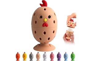 WAMEIJU Egg Brush Cleaner, Egg Cleaner Scrubber for Fresh Eggs, Cute Chick Shaped Silicone Egg Washer, Reusable Multipurpose Washing Egg Tool for Fruits and Vegetables(Brown,1 Set)