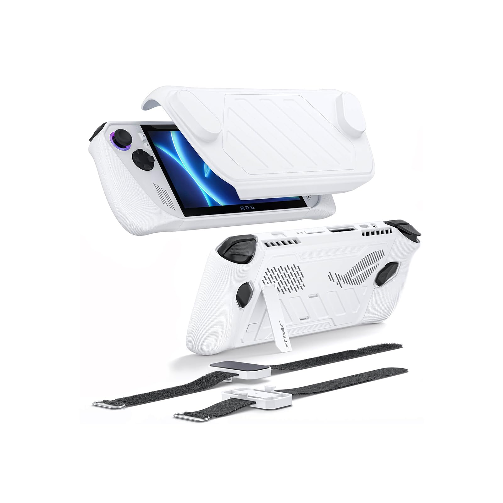 Photo 1 of JSAUX ModCase for ROG Ally with Detachable Front Shell, Protective Case, Metal Bracket and Strap Compatible with ASUS ROG Ally Accessories Basic Set-White PC0109