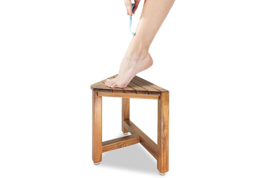 ENKEZI Shower Foot Rest 12 in – Shower Stool for Shaving Legs, Small Corner Bathroom Bench Suitable for Small Shower Spaces – Bath Seat, Spa Foot Rest Shaving Stool Corner