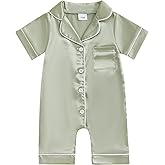 Kuriozud Baby Girl Boy St Patricks Day Silk Satin Pajamas Romper One-Piece Jumpsuit Long Sleeve Nightgown Pjs Sleepwear