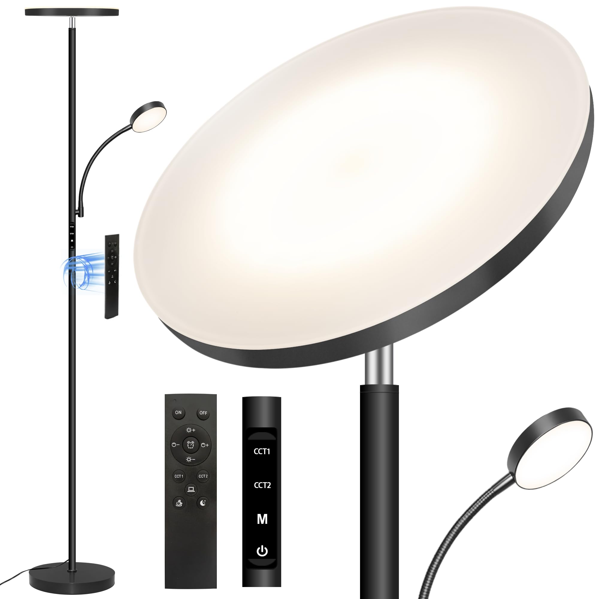 Photo 1 of Floor Lamp-42W/4200LM Super Bright Floor Lamp,Dimmable 2-in-1 LED Floor Lamp with Reading Light,69" Tall Standing Lamp with Remote & Touch Control,Modern Floor Lamps for Bedroom,Living Room,Office