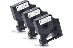 Topcolor 3-Pack 45013 Label Tape Compatible for Dymo D1 45013 S0720530 45013s 12mm 0.47 Black on White Label Refills 1/2" for