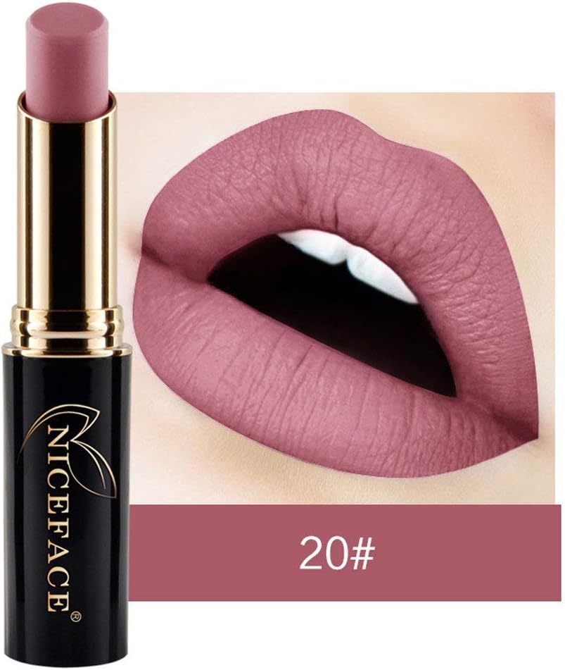 Gaddrt Lipstick 24 Colors Waterproof Lip Lingerie Matte Liquid Lip Gloss Makeup (H)