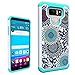 LG G6 Case,Suensan Dual Layer Armor Defender Protective Shock Absorbing with Hybrid Soft silicone and Hard PC Design Cover for LG G6 (Blue flowers)