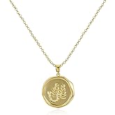 Gold Scorpion Pendant Necklace for Women 14K Gold Plated Scorpion Coin Necklace Simple Minimalist Horoscope Zodiac Medallion Charm Necklace Adjustable Trendy Animal Jewelry Gifts for Men