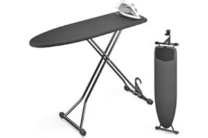 APEXCHASER Ironing Board, Compact Iron Board with Silicon Iron Mat, Heat Resistant Cover, 7 Height Adjustable, Foldable Ironi