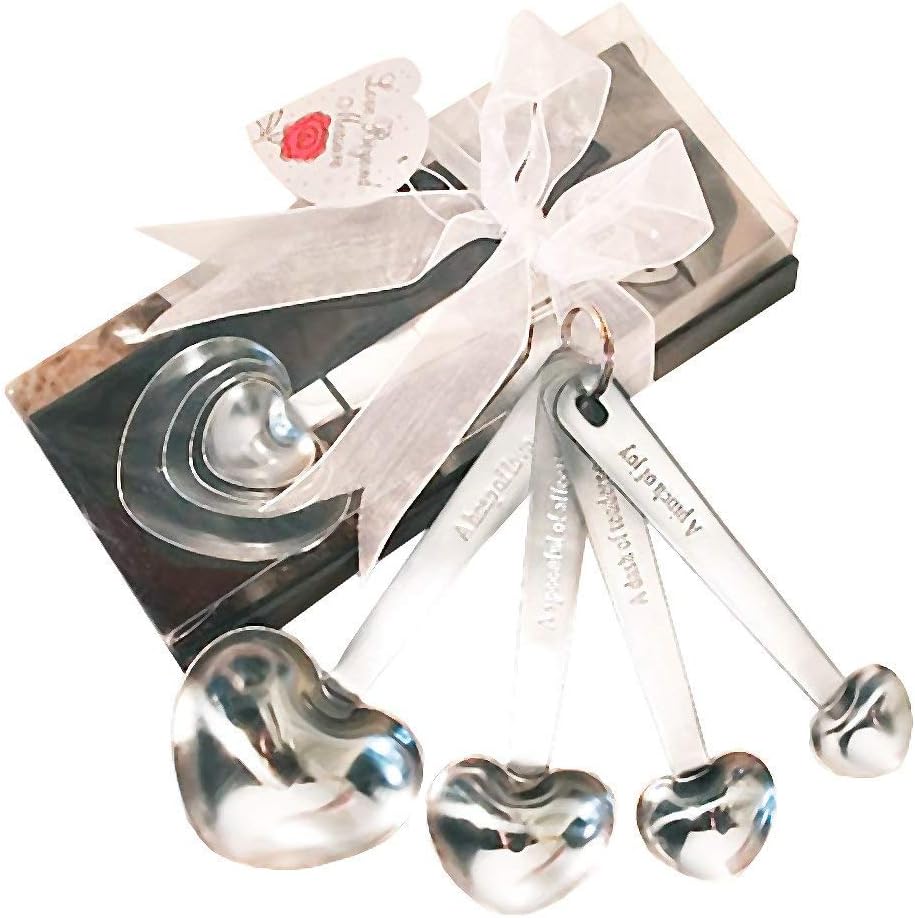 FASHIONCRAFT 4801 Love Beyond Measure Heart Measuring Spoons, Silver Measuring Spoons, Wedding Favor, Pack of 72
