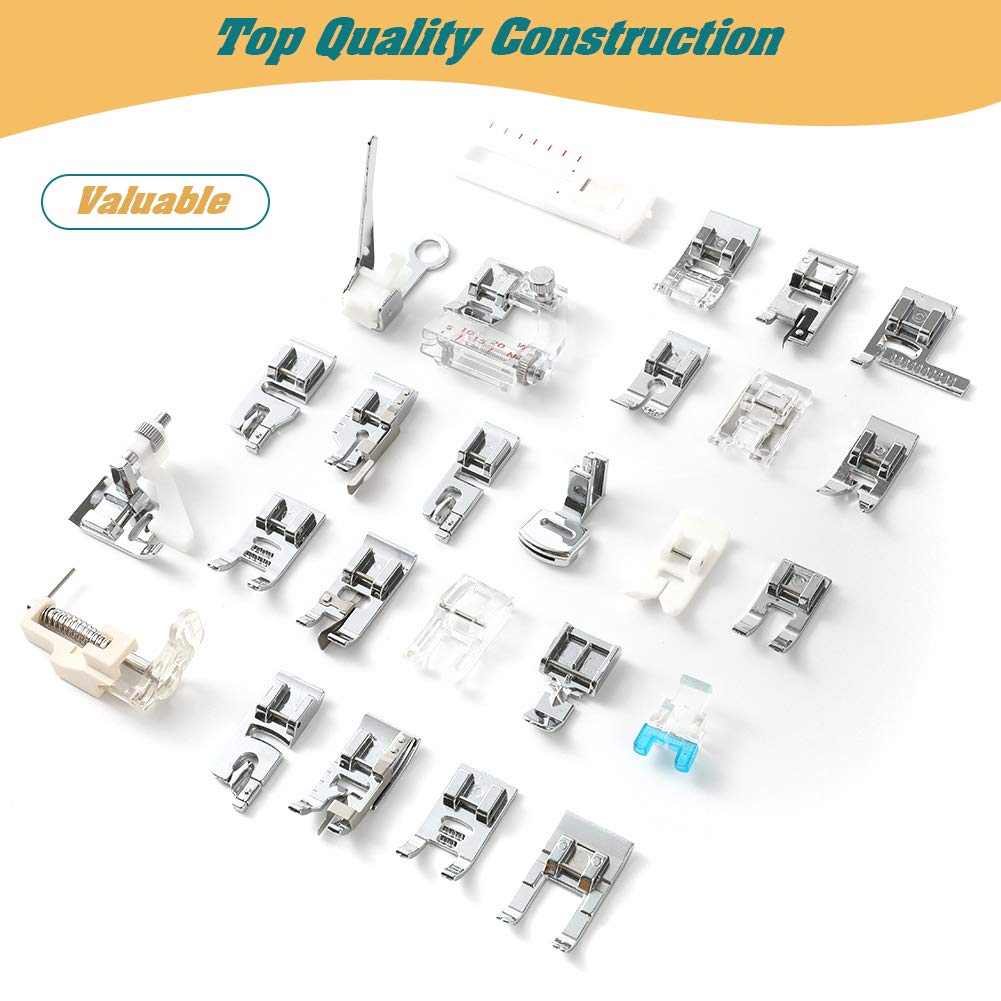 Aiskaer 48Pcs Sewing Machine Presser Feet Foot Set for Brother, Babylock, Singer, Janome, Elna, Toyota, New Home, Simplicity, Kenmore