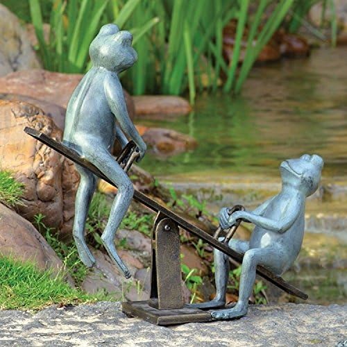 GOOD MEDIA Playground Days Frog Garden Sculpture Statue Yard Pond Pool Decor ✅