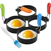 Borsun Set of 4 Egg Rings for Egg Muffins, Round Egg Molds for Frying, Pancake Deep Egg Ring Bread Shaper Mold for Shaping Cooking Eggs