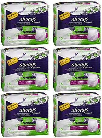Always Discreet Underwear Maximum Absorbency Size Extra Large - 15 count (6 Pack)