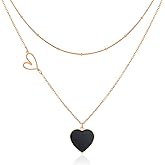 Linawe Layered Choker Heart Pendant Necklace for Women Trendy, Gold/Silver/Rose Gold Chain Stainless Steel Stacked Necklaces, Double Heart Necklace Y2K Preppy Jewelry