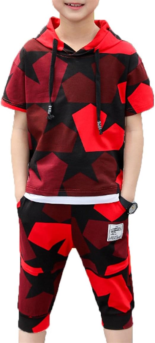Amazon ズオマ 夏の新しい子供服スポーツカモフラージュツーピースの子供カジュアルフードスーツ タンクトップ 通販